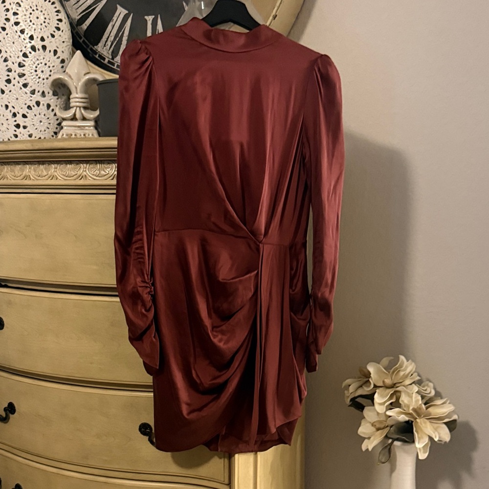 Zimmermann Deep Red Satin Long Sleeve Dress